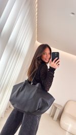 BLUSH ΔEΡΜΑΤΙΝΗ SHOPPER ΤΣΑΝΤΑ ΜΑΥΡΗ