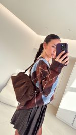 DIMI CLUTCH SUEDE ΤΣΑΝΤΑ ΚΑΦΕ